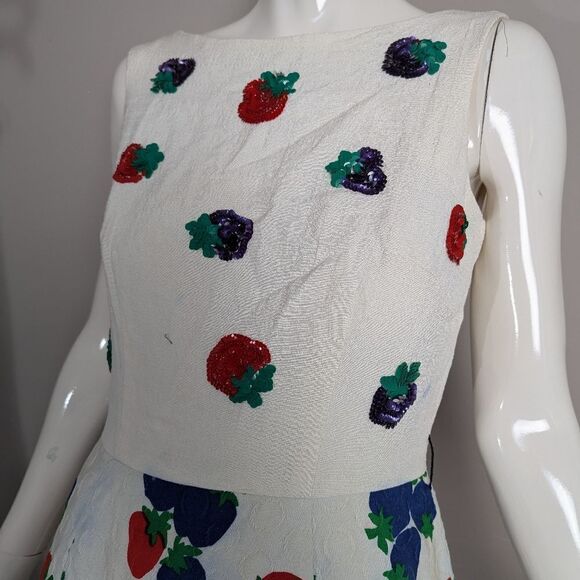 Hugh Garber Maxi dress 60s fruit print pockets sleeveless size 6 - Picture 3 of 12